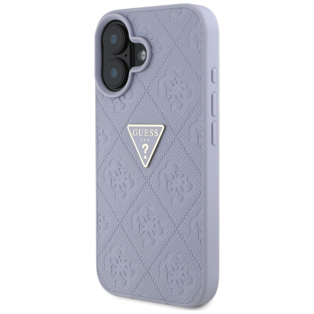 Futrola za Apple iPhone 16, Guess, Hot Stamp 4G Pattern Triangle Logo, Svijetlo Ljubičasta