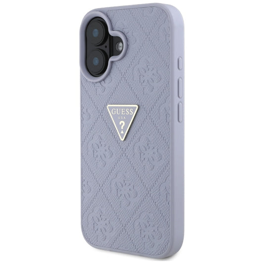 Futrola za Apple iPhone 16, Guess, Hot Stamp 4G Pattern Triangle Logo, Svijetlo Ljubičasta