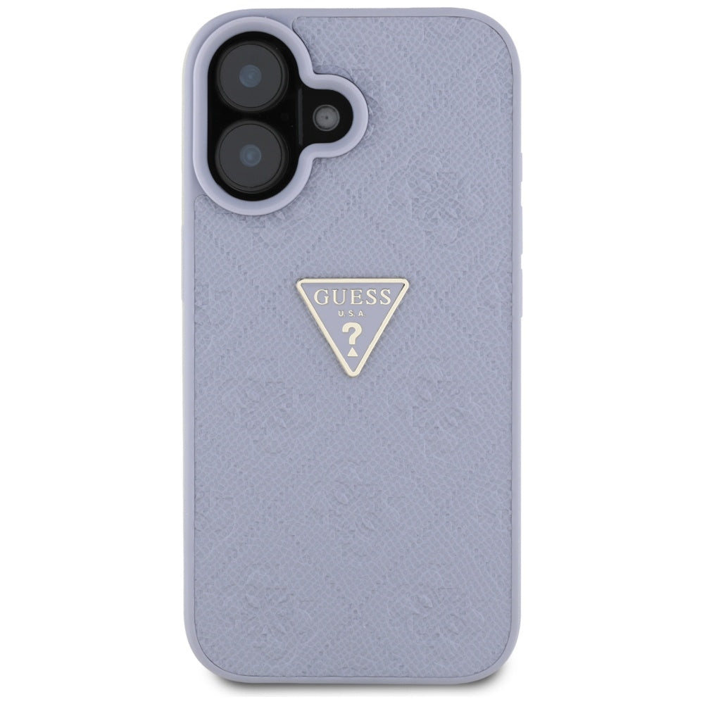 Futrola za Apple iPhone 16, Guess, Hot Stamp 4G Pattern Triangle Logo, Svijetlo Ljubičasta