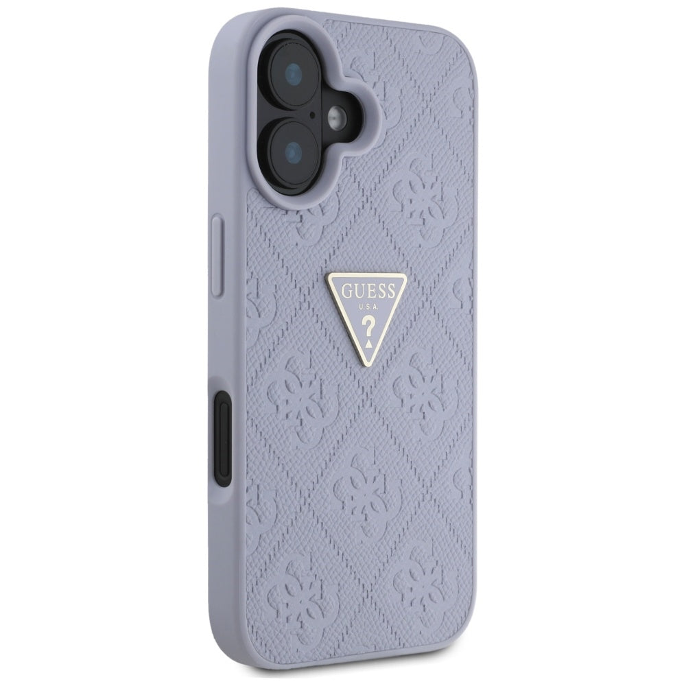 Futrola za Apple iPhone 16, Guess, Hot Stamp 4G Pattern Triangle Logo, Svijetlo Ljubičasta