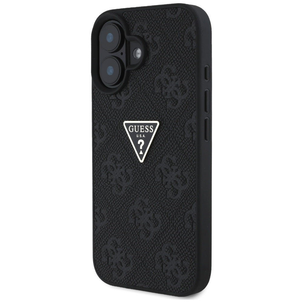 Futrola za Apple iPhone 16, Guess, Hot Stamp 4G Pattern Triangle Logo, Crna
