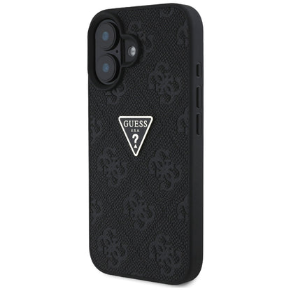 Futrola za Apple iPhone 16, Guess, Hot Stamp 4G Pattern Triangle Logo, Crna