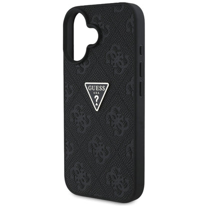 Futrola za Apple iPhone 16, Guess, Hot Stamp 4G Pattern Triangle Logo, Crna