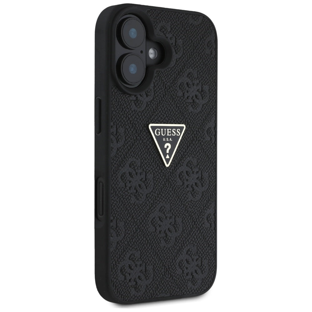 Futrola za Apple iPhone 16, Guess, Hot Stamp 4G Pattern Triangle Logo, Crna