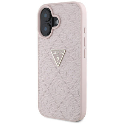 Futrola za Apple iPhone 16, Guess, Hot Stamp 4G Pattern Triangle Logo, Roza