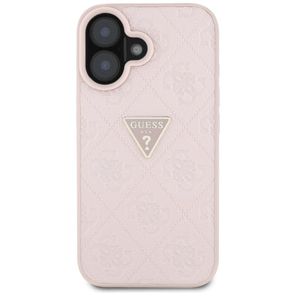 Futrola za Apple iPhone 16, Guess, Hot Stamp 4G Pattern Triangle Logo, Roza