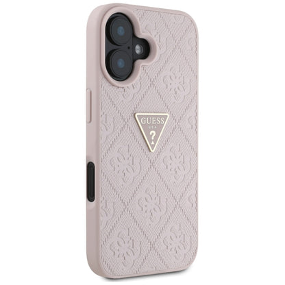 Futrola za Apple iPhone 16, Guess, Hot Stamp 4G Pattern Triangle Logo, Roza
