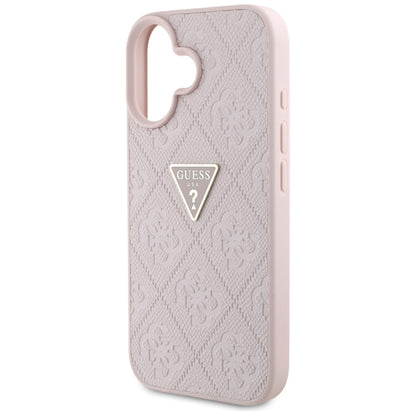 Futrola za Apple iPhone 16, Guess, Hot Stamp 4G Pattern Triangle Logo, Roza