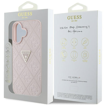 Futrola za Apple iPhone 16, Guess, Hot Stamp 4G Pattern Triangle Logo, Roza