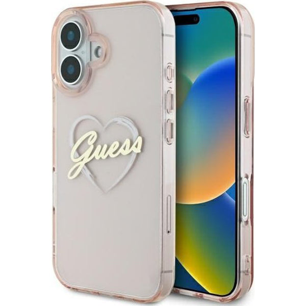 Futrola za Apple iPhone 16, Guess, IML Heart, Roza