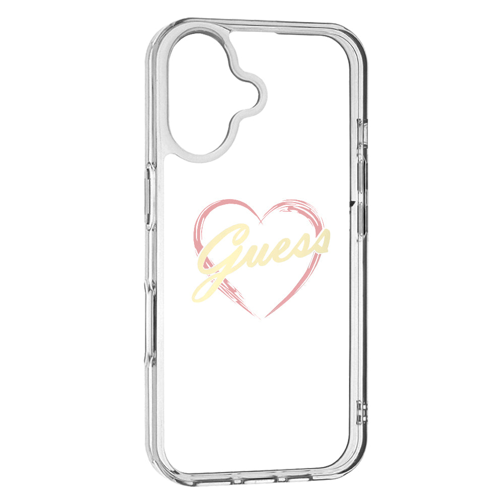 Futrola za Apple iPhone 16, Guess, IML Heart, Prozirna
