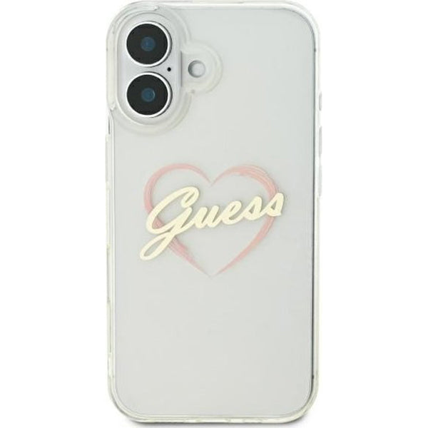 Futrola za Apple iPhone 16, Guess, IML Heart, Prozirna