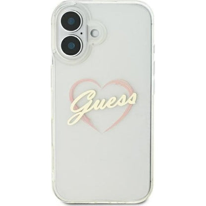 Futrola za Apple iPhone 16, Guess, IML Heart, Prozirna