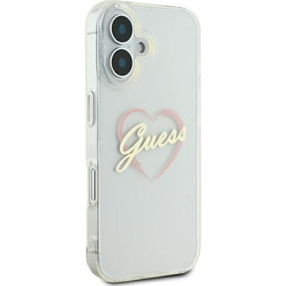 Futrola za Apple iPhone 16, Guess, IML Heart, Prozirna