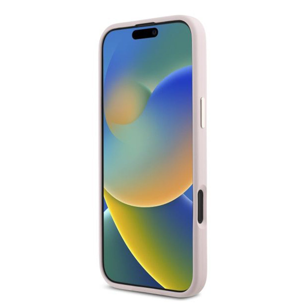 Futrola za Apple iPhone 16, Guess, Script Metal Logo & Frame, Roza