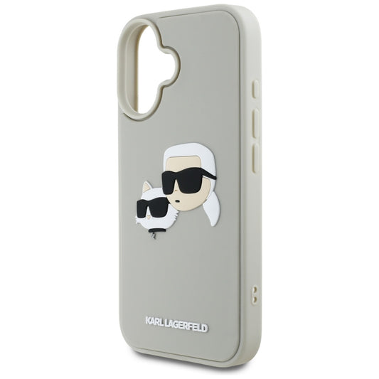 Futrola za Apple iPhone 16, Karl Lagerfeld, 3D Rubber Karl & Choupette, Bež