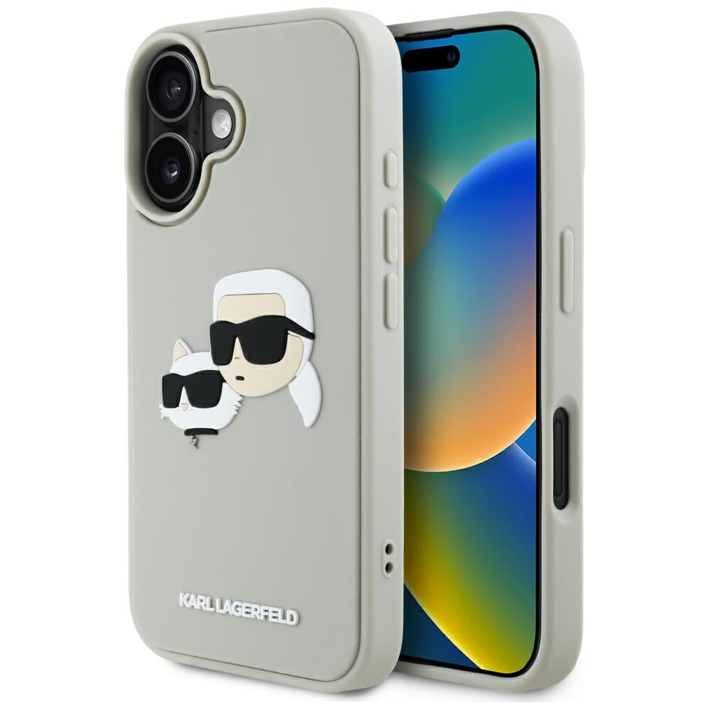 Futrola za Apple iPhone 16, Karl Lagerfeld, 3D Rubber Karl & Choupette, Bež