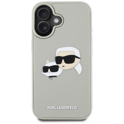 Futrola za Apple iPhone 16, Karl Lagerfeld, 3D Rubber Karl & Choupette, Bež