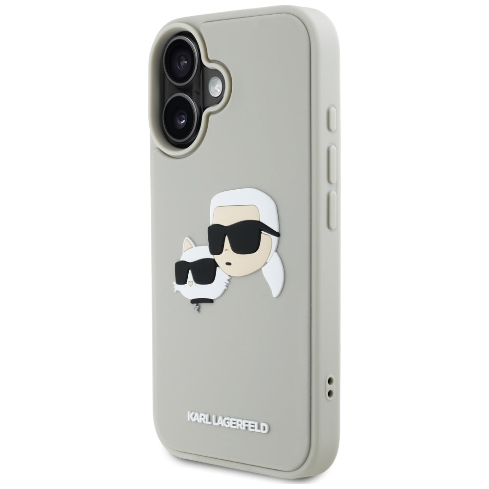 Futrola za Apple iPhone 16, Karl Lagerfeld, 3D Rubber Karl & Choupette, Bež