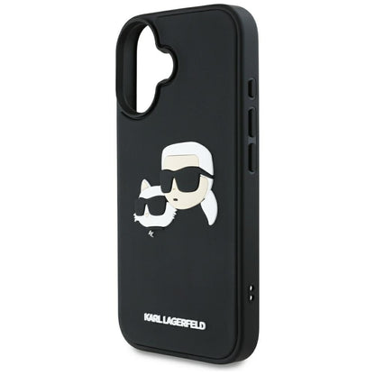 Futrola za Apple iPhone 16, Karl Lagerfeld, 3D Rubber Karl & Choupette, Crna