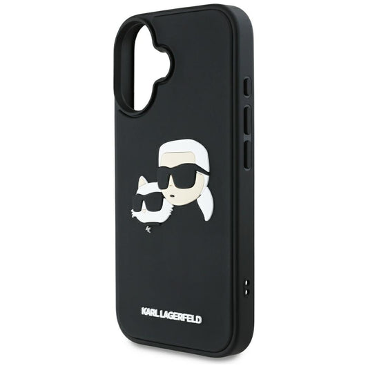 Futrola za Apple iPhone 16, Karl Lagerfeld, 3D Rubber Karl & Choupette, Crna