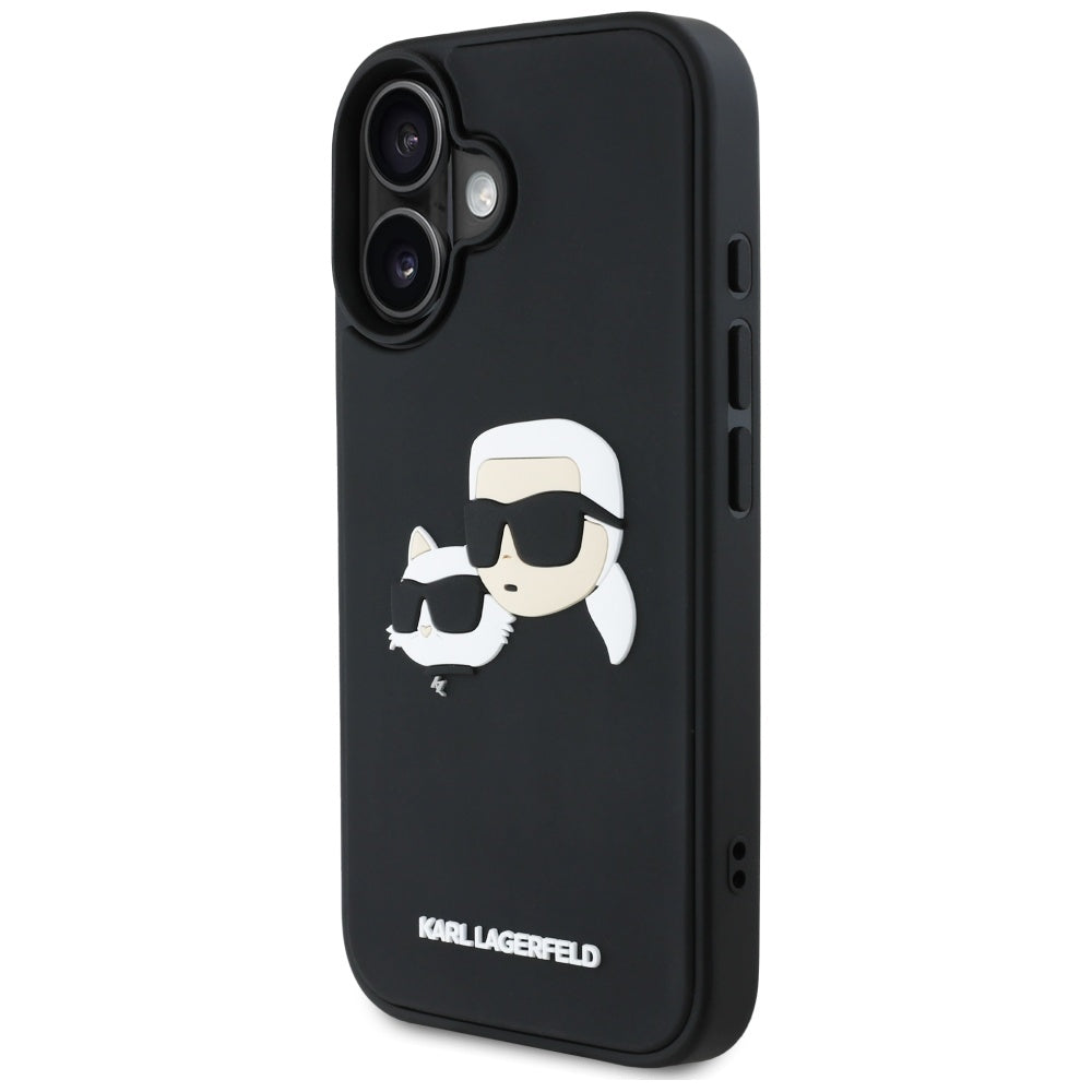Futrola za Apple iPhone 16, Karl Lagerfeld, 3D Rubber Karl & Choupette, Crna
