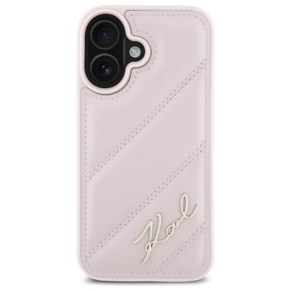 Futrola za Apple iPhone 16, Karl Lagerfeld, Diagonal Quilted Script, Roza