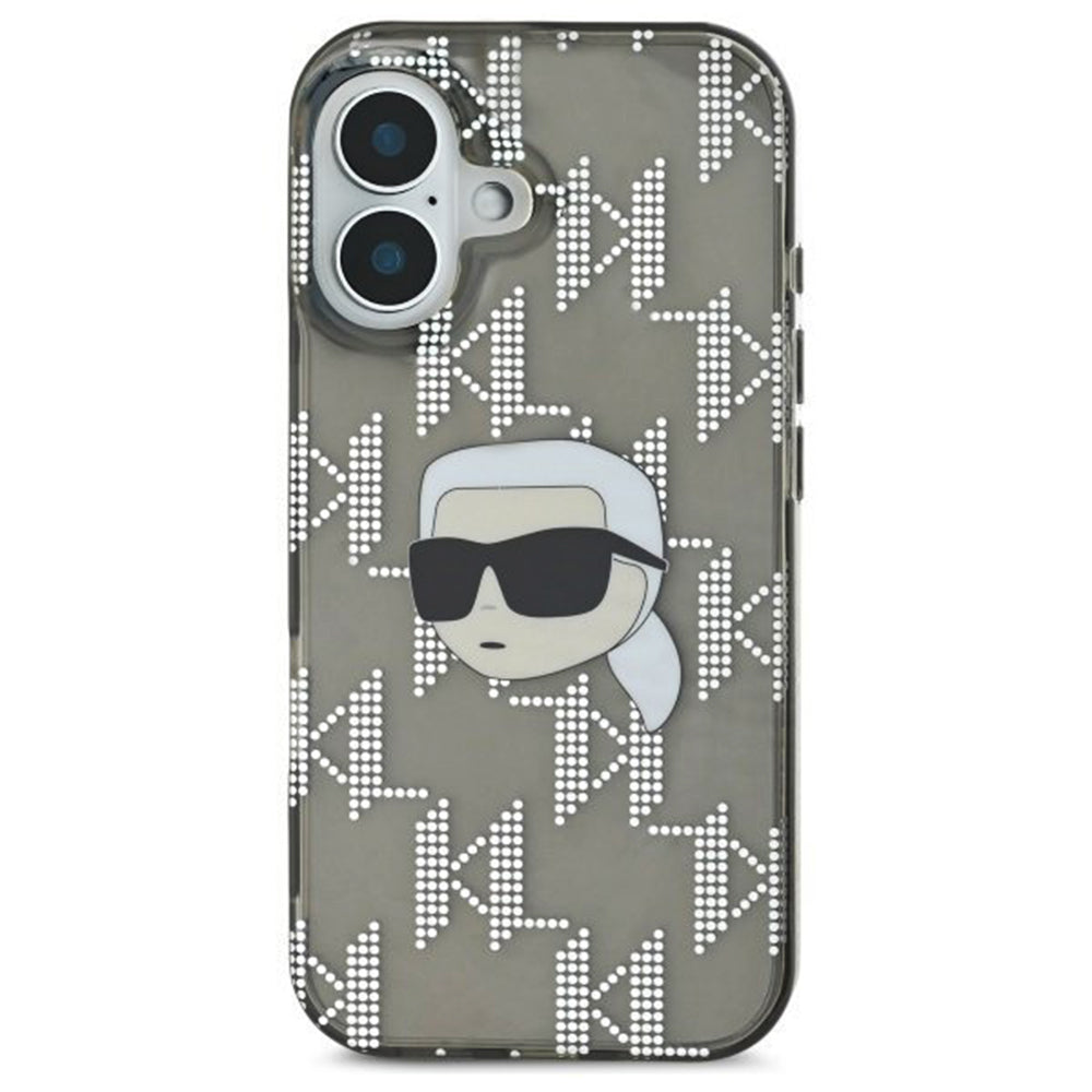 Futrola za Apple iPhone 16, Karl Lagerfeld, IML Luxury Electroplated Karl's Head, Crna