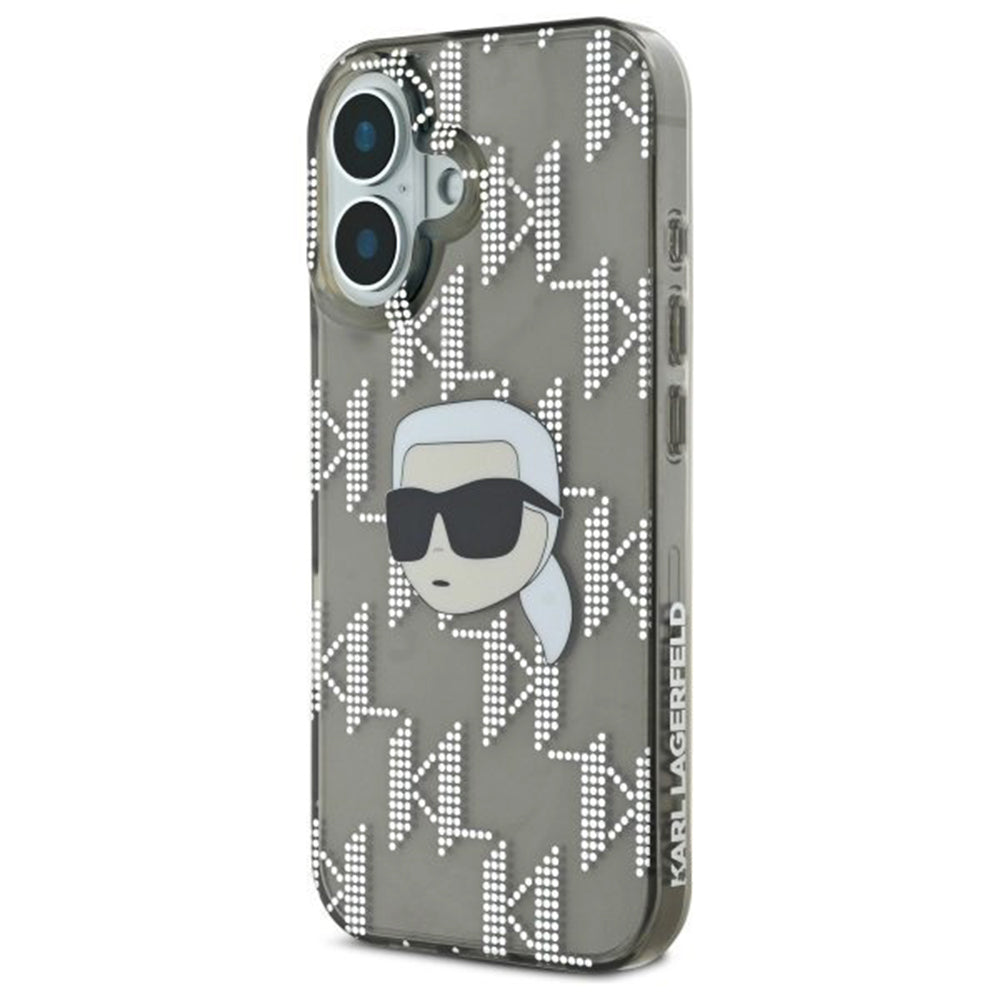 Futrola za Apple iPhone 16, Karl Lagerfeld, IML Luxury Electroplated Karl's Head, Crna
