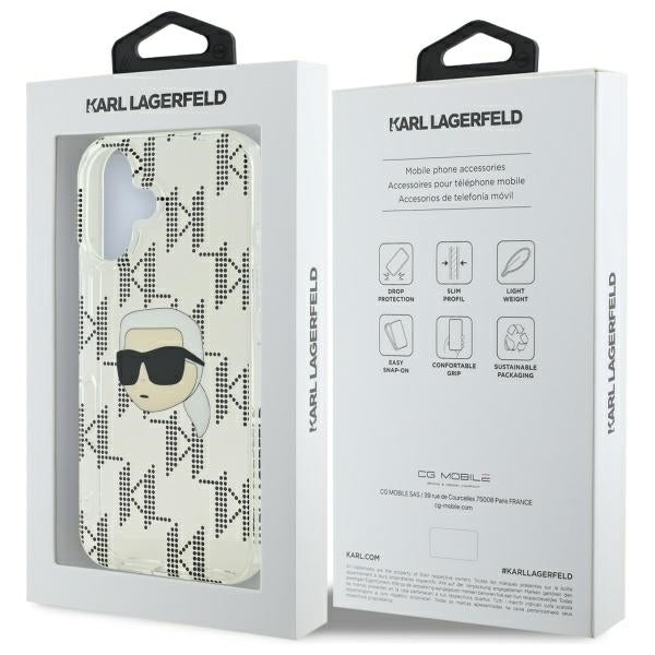 Futrola za Apple iPhone 16, Karl Lagerfeld, IML Luxury Electroplated Karl's Head, Prozirna