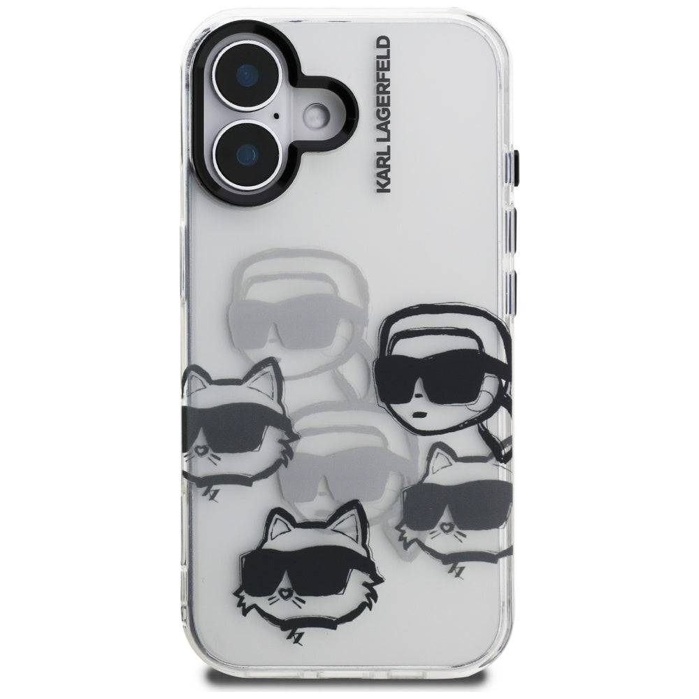 Futrola za Apple iPhone 16, Karl Lagerfeld, IML Luxury Multi Head Pattern, Prozirna