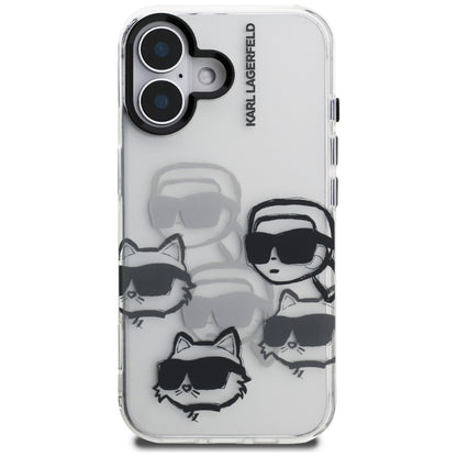 Futrola za Apple iPhone 16, Karl Lagerfeld, IML Luxury Multi Head Pattern, Prozirna