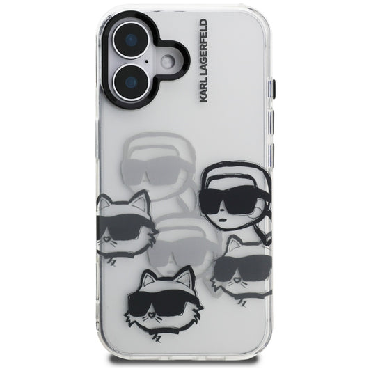 Futrola za Apple iPhone 16, Karl Lagerfeld, IML Luxury Multi Head Pattern, Prozirna