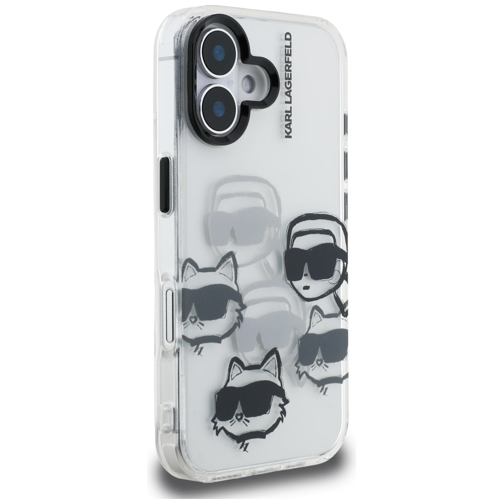 Futrola za Apple iPhone 16, Karl Lagerfeld, IML Luxury Multi Head Pattern, Prozirna