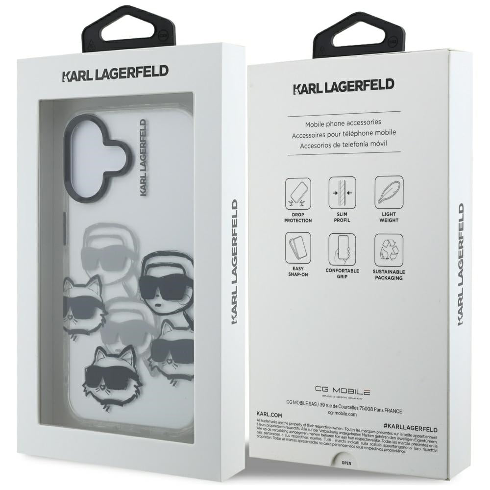 Futrola za Apple iPhone 16, Karl Lagerfeld, IML Luxury Multi Head Pattern, Prozirna