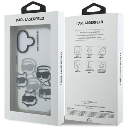 Futrola za Apple iPhone 16, Karl Lagerfeld, IML Luxury Multi Head Pattern, Prozirna