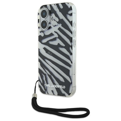 Futrola za Apple iPhone 16, Karl Lagerfeld, IML Luxury Zebra Pattern with Strap, Crna
