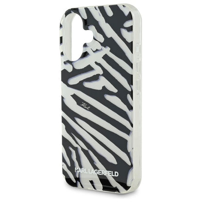 Futrola za Apple iPhone 16, Karl Lagerfeld, IML Luxury Zebra Pattern with Strap, Crna