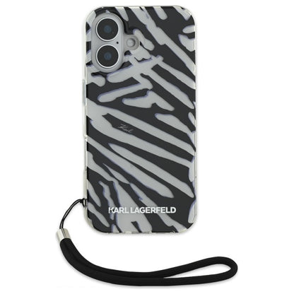 Futrola za Apple iPhone 16, Karl Lagerfeld, IML Luxury Zebra Pattern with Strap, Crna