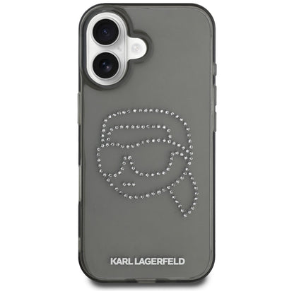 Futrola za Apple iPhone 16, Karl Lagerfeld, IML Rhinestones Karl's Head, Crna
