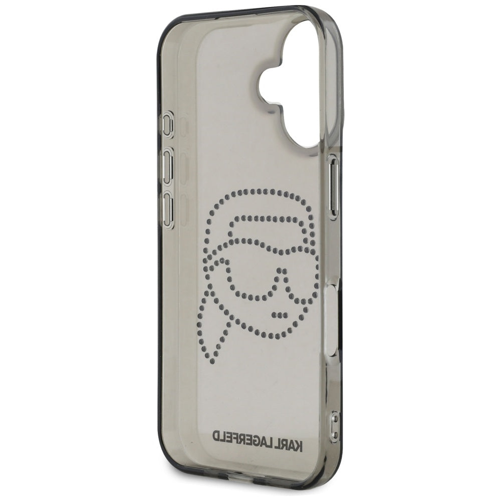 Futrola za Apple iPhone 16, Karl Lagerfeld, IML Rhinestones Karl's Head, Crna