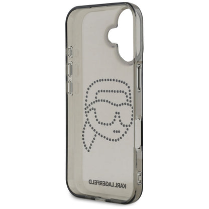 Futrola za Apple iPhone 16, Karl Lagerfeld, IML Rhinestones Karl's Head, Crna