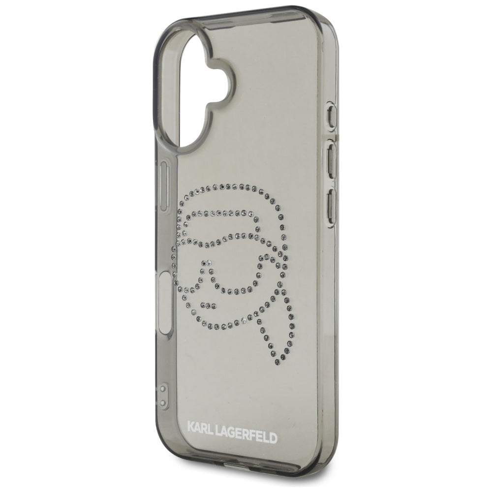 Futrola za Apple iPhone 16, Karl Lagerfeld, IML Rhinestones Karl's Head, Crna