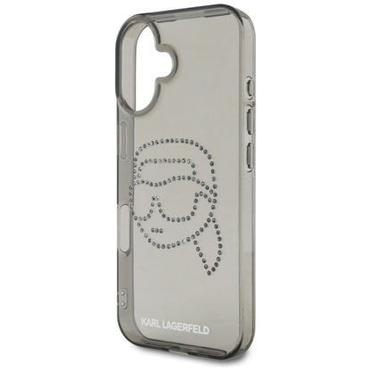 Futrola za Apple iPhone 16, Karl Lagerfeld, IML Rhinestones Karl's Head, Crna