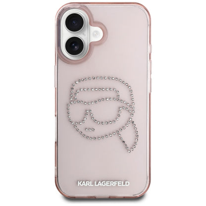 Futrola za Apple iPhone 16, Karl Lagerfeld, IML Rhinestones Karl's Head, Roza