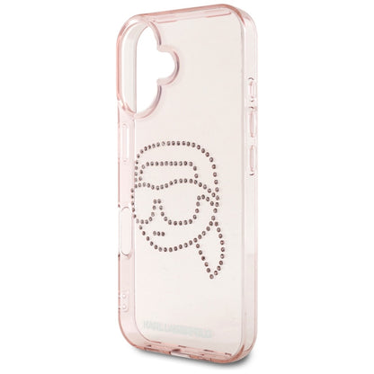 Futrola za Apple iPhone 16, Karl Lagerfeld, IML Rhinestones Karl's Head, Roza