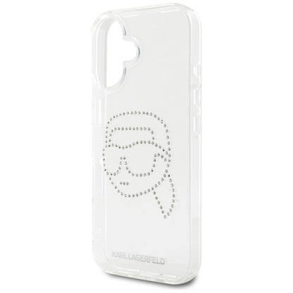 Futrola za Apple iPhone 16, Karl Lagerfeld, IML Rhinestones Karl's Head, Prozirna