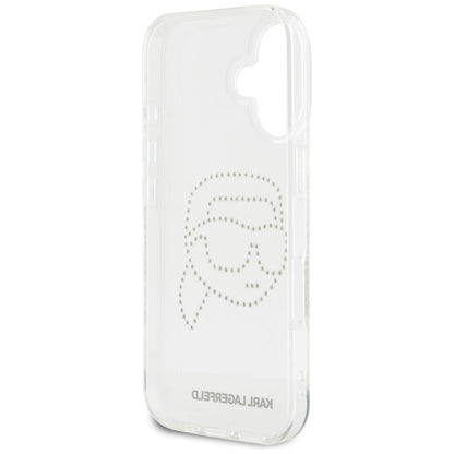 Futrola za Apple iPhone 16, Karl Lagerfeld, IML Rhinestones Karl's Head, Prozirna