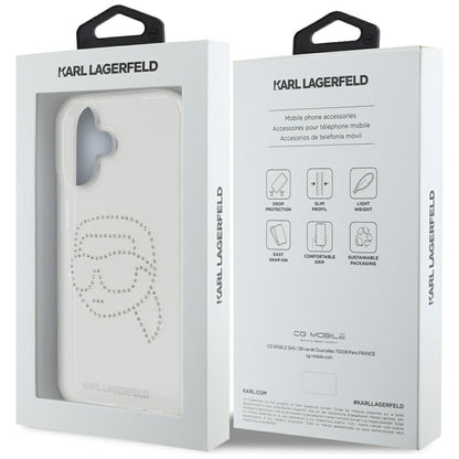 Futrola za Apple iPhone 16, Karl Lagerfeld, IML Rhinestones Karl's Head, Prozirna