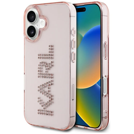 Futrola za Apple iPhone 16, Karl Lagerfeld, IML Rhinestones Pink Logo, Roza